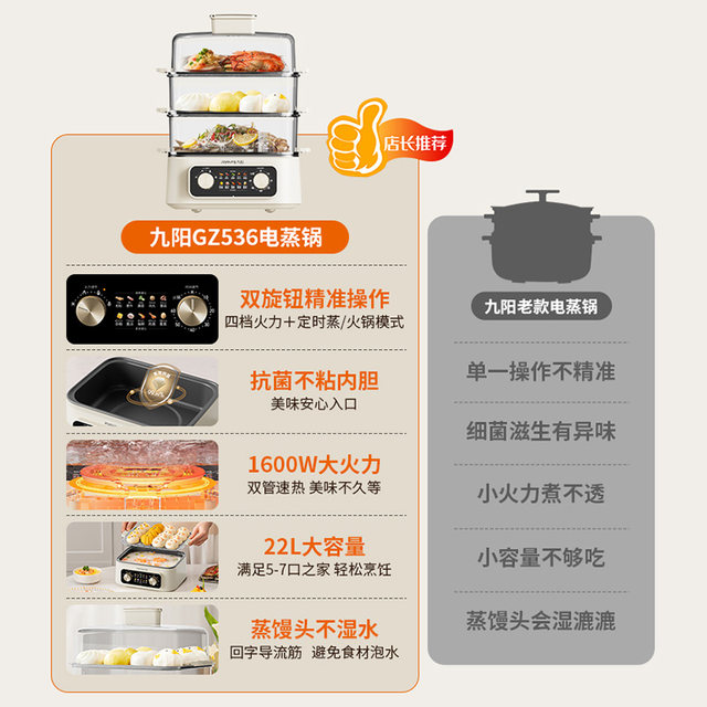 Joyoung Electric Steamer Multifunctional Home Steaming and Stewing Integrated Pot Three-layer Stainless Steamer Cooking Machine Kitchen Appliances