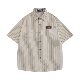 XOL original Japanese striped lapel short -sleeved shirt men's niche design sensor retro port wind chIC shirt summer