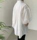 Summer loose slit stand collar puff sleeve white shirt women's large size short-sleeved casual shirt fashionable doll shirt top