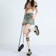 American hot girl hip skirt denim short skirt for women in summer high waist anti-exposure large size slimming A-line skirt trendy
