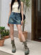 New denim short skirt for summer wear for women with anti-exposure high-waisted hot girl hip-pack skirt A-line large-size skirt trendy