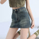 American retro denim short skirt for women in summer large size new hot girl elastic slim A-line skirt anti-exposure hip-cover skirt