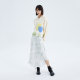 LILY Spring New Women's Gentle Print Chic Irregular Pleated Skirt Women