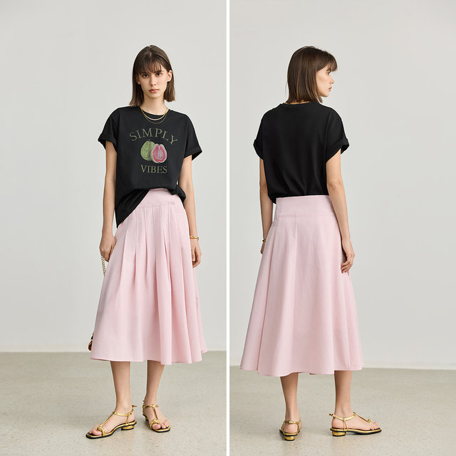 LILY2025 Spring New Style Design Asymmetric High Waist Loose Casual A-line Skirt Pleated Skirt Women's Umbrella Skirt
