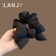 New autumn and winter black cotton bow hair ring fashionable hair rope tie ponytail head rope large intestine circle headdress for women
