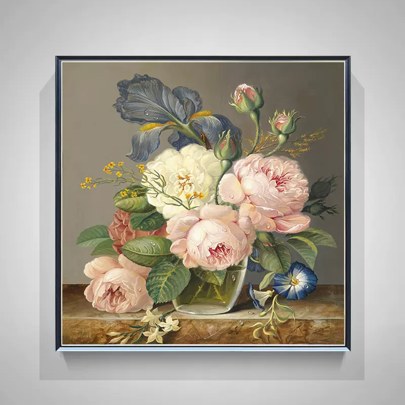 牡丹花卉油画轻奢美式玄关装饰画客厅挂画餐厅卧室壁画花开富贵 Taobao