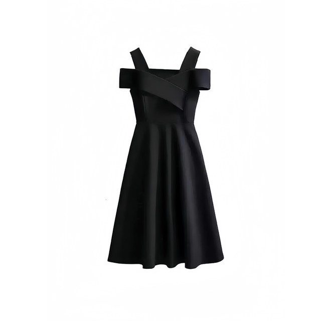 French Hepburn style black strapless dress for women summer 2025 new style slimming suspender skirt for small fat mm