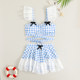 Kardashian children's swimsuit girls 2025 new student hot spring split skirt style belly-covering plaid swimsuit