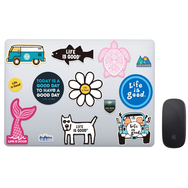 Life is good outdoor travel suitcase stickers personalized trendy motorcycle skateboard stickers battery bike helmet stickers