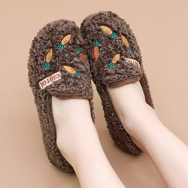 Autumn and winter plus velvet warm furry shoes, old Beijing cloth shoes, women's shoes, bean shoes, women's shopping shoes, pregnant women's shoes, outer shoes
