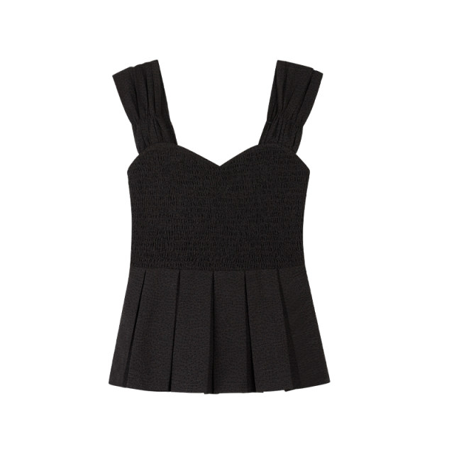 Chenmi Fan Design-sensory square collar waist-closing shirt for women's new summer jacquard collarbone suspender sleeveless top shirt