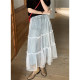 Sweet and transparent layered mesh skirt for women's spring versatile high-waist midi skirt A-line skirt