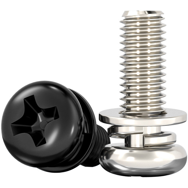 Nickel-plated round head cross three combination screw pan head with flat elastic washer combination screw M2M2.5M3M4M5M6mm