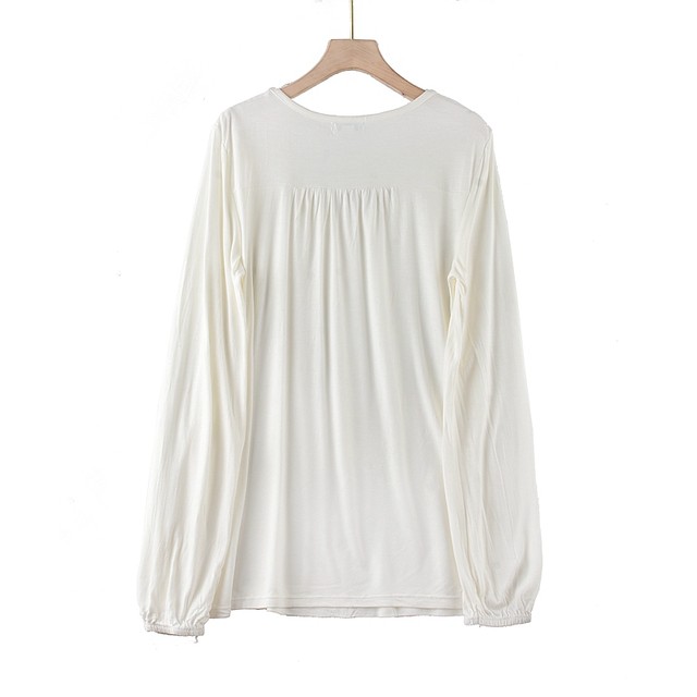 R2 European and American Foreign Trade Captain's Autumn Loose Knit Soft Top Soft Top Sleeples Sleeve Sleeve White White Lace Switch Women's T -shirt