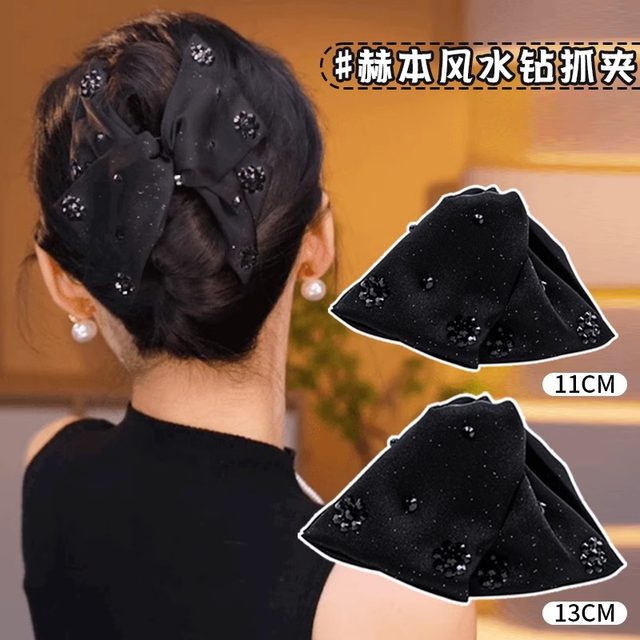 Hepburn style hair clip Louis bow tie clip women's hair volume back head hair ornaments high-end shark clip