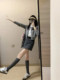 Autumn outfits a complete set of salt-style light-cooked and mature Hong Kong style retro chic knitted cardigan skirt two-piece suit for women
