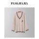 Cookie milk coffee college style sweater fashion contrasting color v-neck embroidered top for women H624Z16915