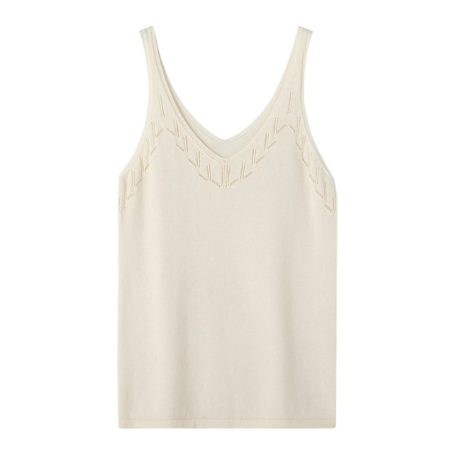 100% pure cotton hollow V-neck camisole women's summer slim fit soft sleeveless bottoming top for women