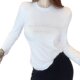 European and American 2025 spring and summer new round neck iron diamond printing versatile top mercerized cotton base white long-sleeved T-shirt for women