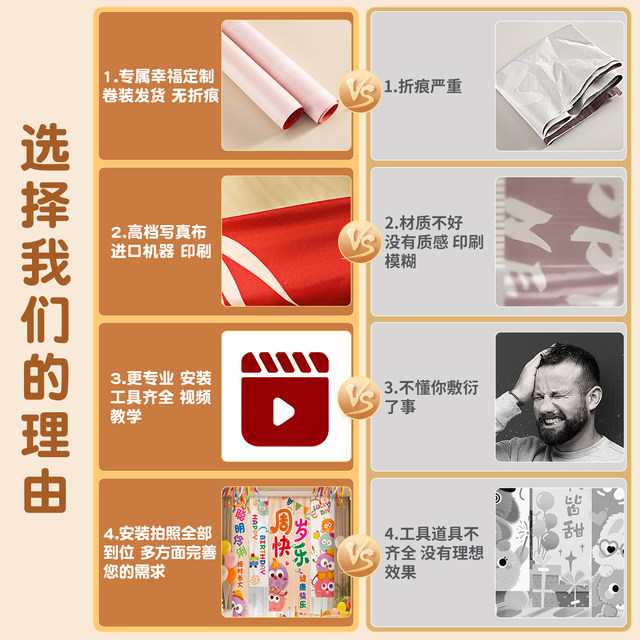 A complete set of props and supplies for one-year-old baby's home lottery ceremony, banner hanging cloth decoration and background wall decoration