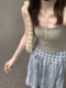 American hot girl button base small suspender vest for women in summer, special inner and outer short sleeveless top