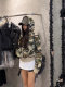 American hot girl slim camouflage cardigan hooded sweatshirt for women 2024 new spring and autumn retro zipper long-sleeved jacket