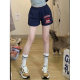 American retro sports shorts for women, summer thin straight-leg outer wear, loose high-waist slim casual cotton wide-leg pants