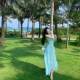 Thailand travel photo beach skirt women's summer temperament backless halterneck suspender dress seaside vacation fairy long skirt
