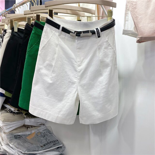 Large size casual shorts for women in summer 2025 loose fat girl mm overalls high waist slimming wide legs five-point mid-sized pants