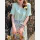 Modal cotton short-sleeved loose T-shirt for women in 2025 new V-neck T-shirt ice silk top summer green half-sleeved