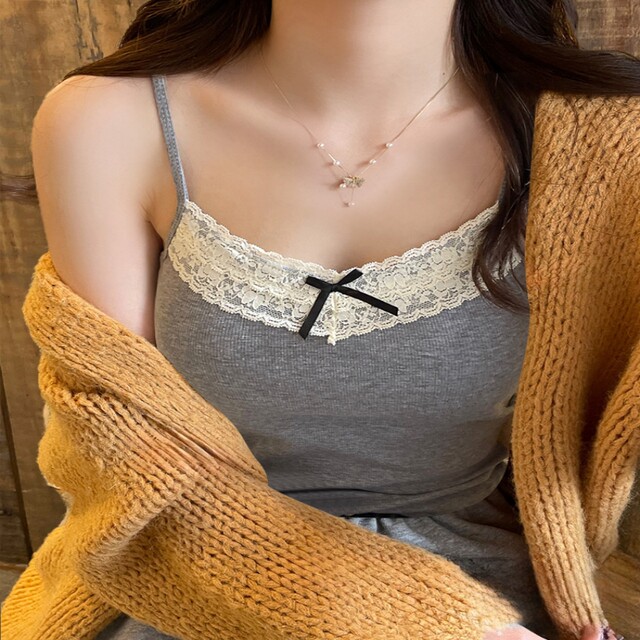 White camisole women's 2024 new summer inner wear bottoming outer wear beautiful back lace short black top