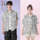 Hong Kong style cold and unique ethnic pattern street large size short-sleeved shirt men's and women's clothing autumn 0015 design