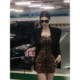 XZY slightly fat lady cool sequin leopard print hip skirt for women 25 years early autumn hot girl suit jacket two-piece set