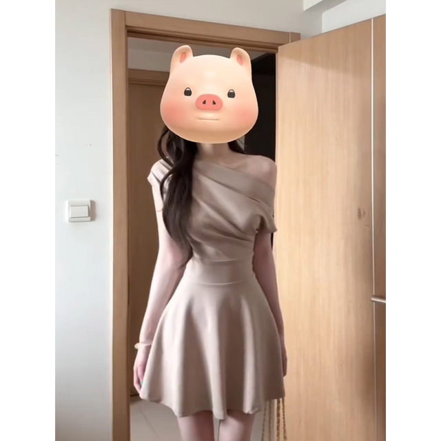 XZY slightly fat French temperament high intelligence and slim shoulder dress for women 25 years summer slim waist slim short skirt