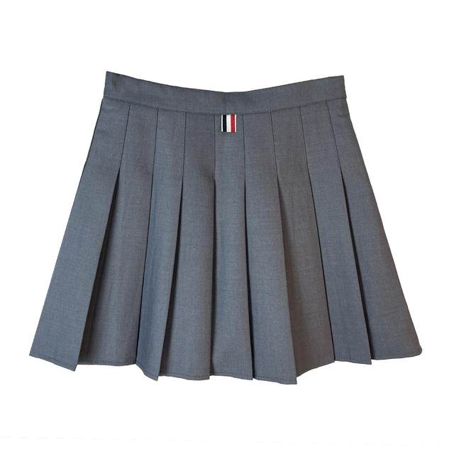 Suit tb gray pleated skirt A -line high waist, thin waist thin skirt, hidden cyan skirt skirt, female spring and autumn
