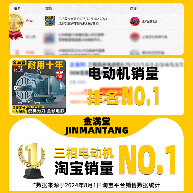 Three-phase asynchronous motor 0.75/1.1/1.5/2.2/3/4/5.5/7.5KW all copper motor 380V three-phase