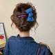 Korean style bow plaid one-word duckbill hairpin 2025 new style female high-end hair accessories for large hair on the back of the head