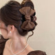 Temperament and high-end large satin bow hairpin for women with large hair volume, hairpins on the back of the head, shark clip headgear