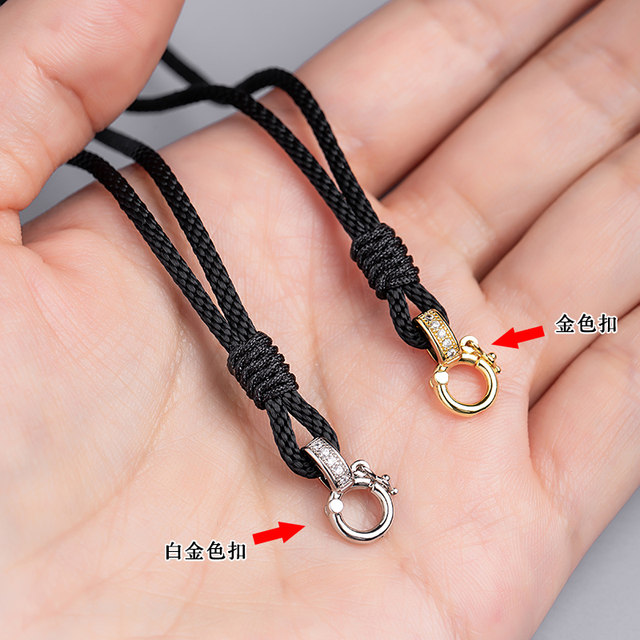 Golden pendant rope versatile straight-wearing women's wax leather rope jade jade buckle necklace lanyard jade pendant pendant rope