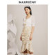 MAXRIENY light yellow pleated printed fishtail skirt European style pastoral garden style skirt
