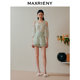 MAXRIENY European style gardening style off-shoulder flared sleeve chiffon shirt pastoral style printed top
