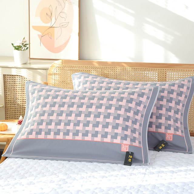 A pair of pure cotton gauze pillow covers, new high-density soft adult cover, cotton non-slip breathable household pillow cover