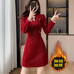 Red dress female autumn and winter senior sense of spring 2024 new flushed thick high-end improved cheongsam skirt