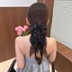 
Floral streamer clip women's 2025 new bow temperament half-tied hair ponytail clip back head hair shark clip