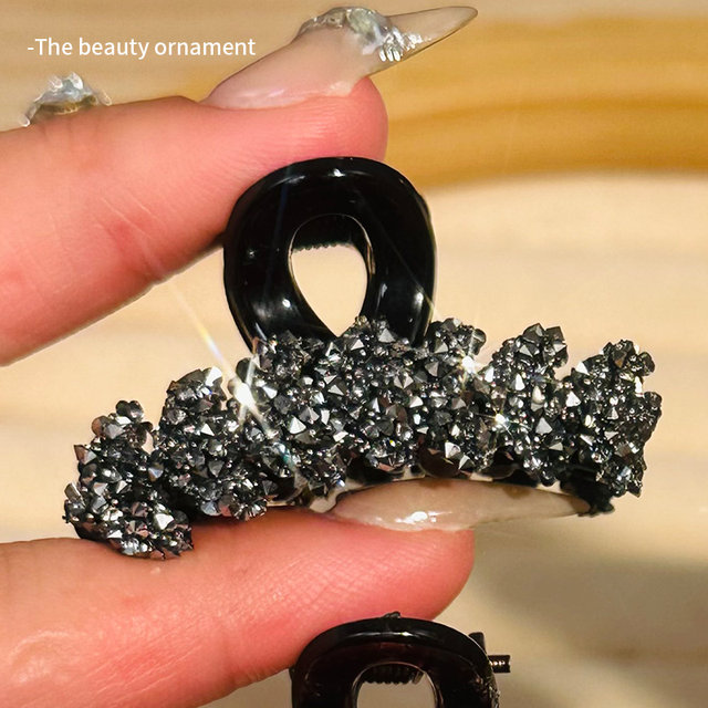 Light luxury rhinestone wheat ears small grab clip women's 2025 new high-end half-tied hairpin back head shark clip hair accessories
