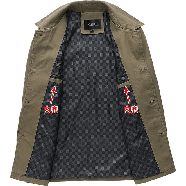 Shinkle cotton lapel jacket Middle -aged and elderly men's spring and autumn men's dad dad jacket medium long top 50 years old 60
