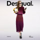 Desigual25 spring and summer new gradient printed mesh with lining long dark red women's skirt
