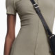 Desigual Slim Fit Stretch Paneled Outseam Half Turtle Neck Short Sleeve Women's Dress
