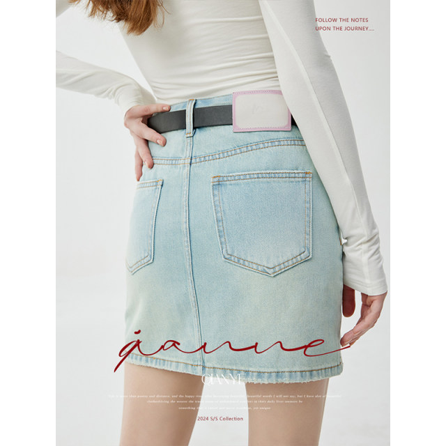Asymmetrical design-sensory denim skirt 2025 summer new trend high-waist high-end fashionable hip-cover skirt
