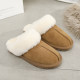 aUGGh fur slippers for women wearing 2024 winter new style Baotou semi-torched snow boots non-slip men's drag UGG